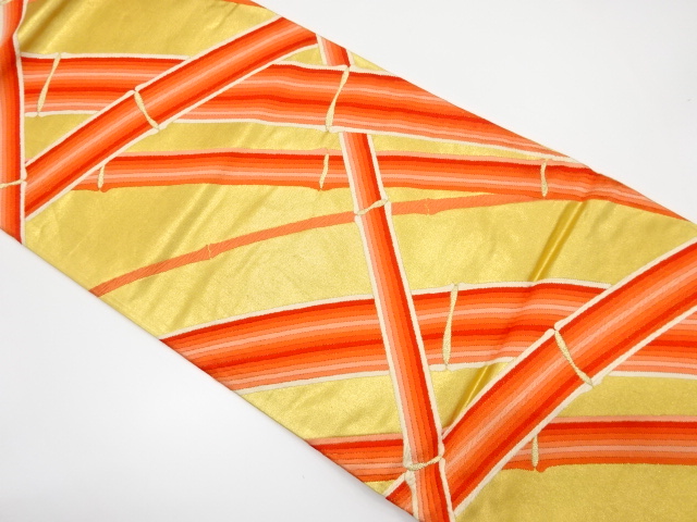 アンティーク　竹模様織り出し袋帯（着用可）